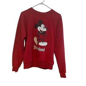Disney Standing Mickey Mouse Unisex Red Black Sz Small Crew Neck Sweatshirt